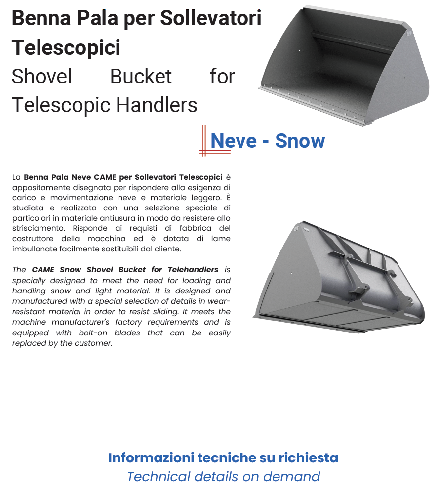 Benna Pala Neve per Sollevatori Telescopici Scheda